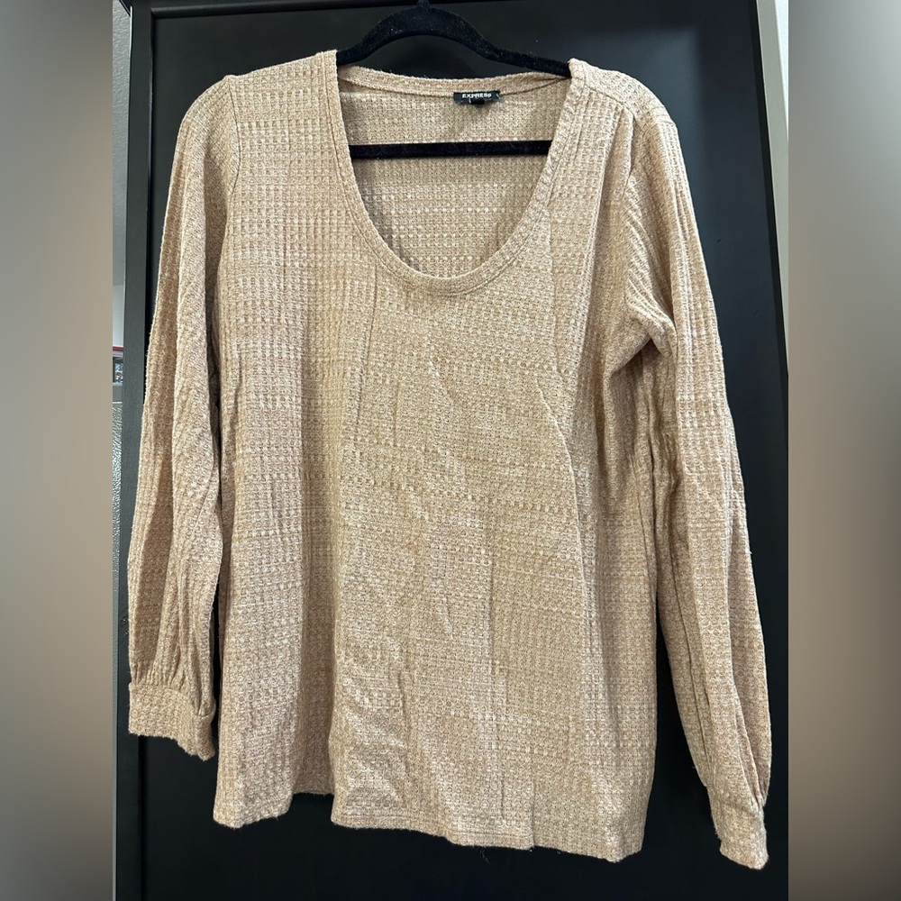 Express Tan Textured Knit Top